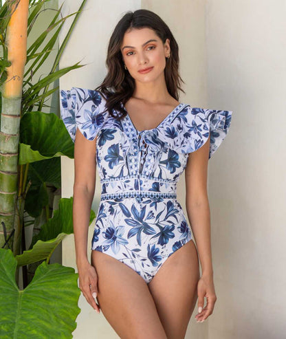 AMELIA | Dual-Style V-Neck Swimsuit with Coordinating Skirt
