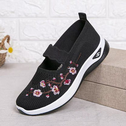 TRACY | EMBROIDERED FLOWER ORTHOPEDIC SLIP-ON SHOES