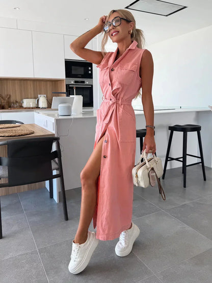LOUISA | LONG DENIM MAXI DRESS
