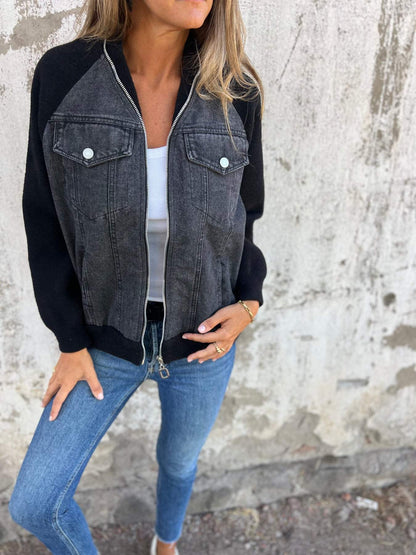 ISA | V-Neck Casual Jacket with Zip Closure