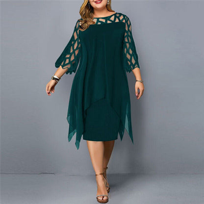 ODESSA | Stylish Plus-Size Midi Dress for Contemporary Women