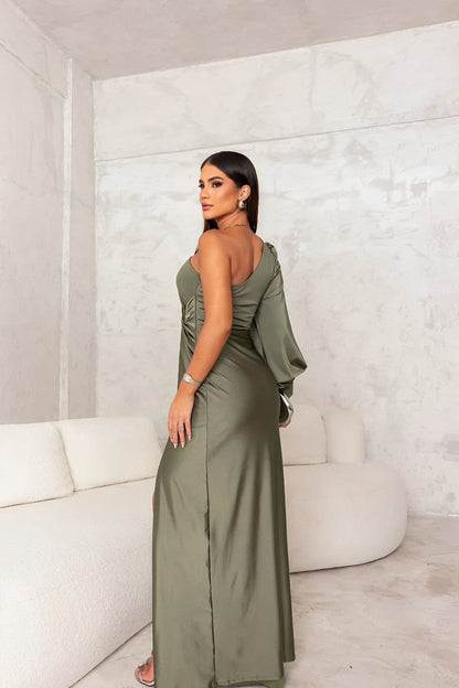 BELIZE | Satin One-Shoulder Evening Gown